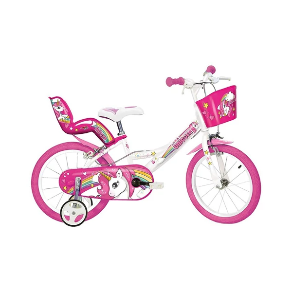 Unikornis rózsaszín-fehér kerékpár 14-es méretben