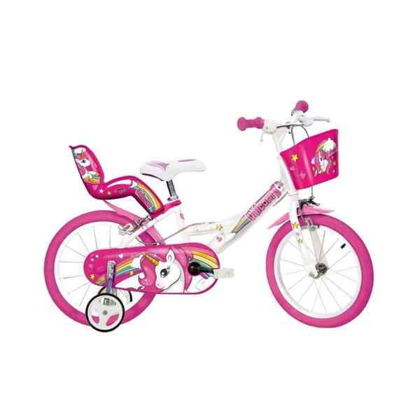 Unikornis rózsaszín-fehér gyerek bicikli 16-os méretben - Dino Bikes kerékpár