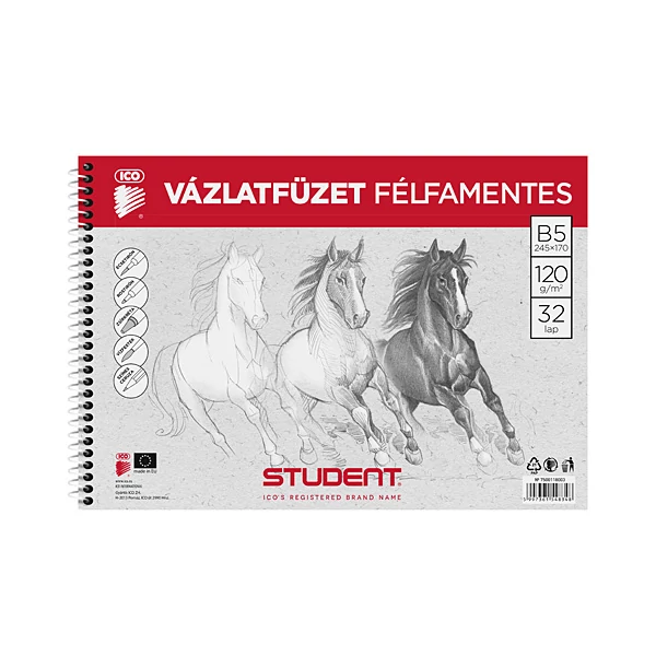 Student Spirál félfamentes vázlatfüzet B/5