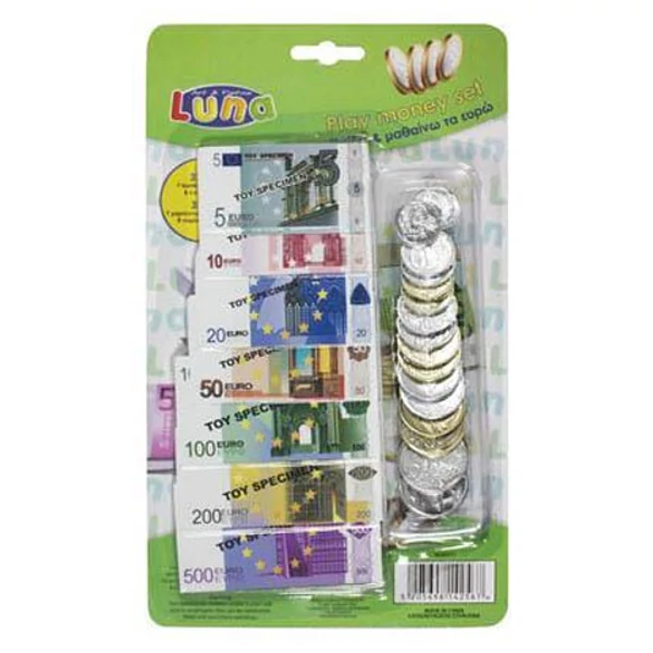 Euro játékpénz szett bankjeggyel és apróval 37db-os