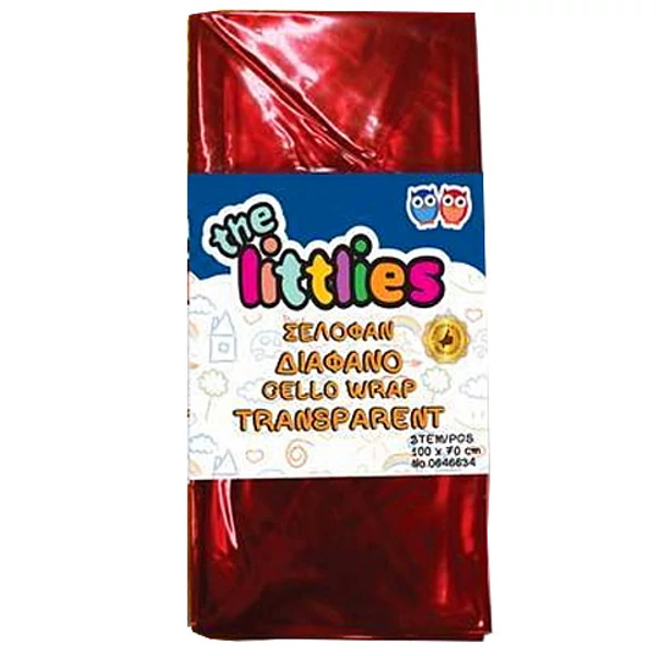 Átlátszó piros celofán csomagolópapír 70x100cm 2 ív