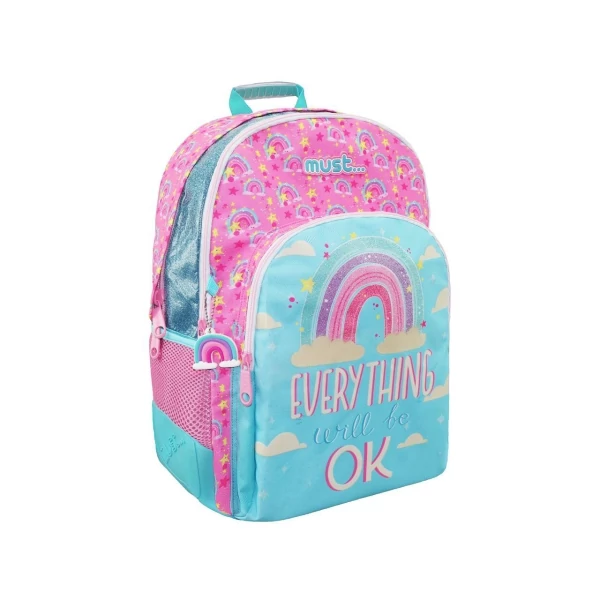 Must: Everything OK fényvisszaverő felhő mintás iskolatáska hátizsák