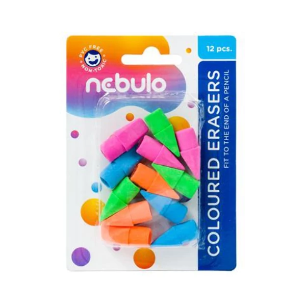 Nebulo: Színes ceruzavég radírok 12db-os szett