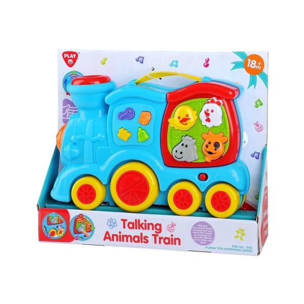Playgo: Vidám állatos baby vonat hanggal és zenével