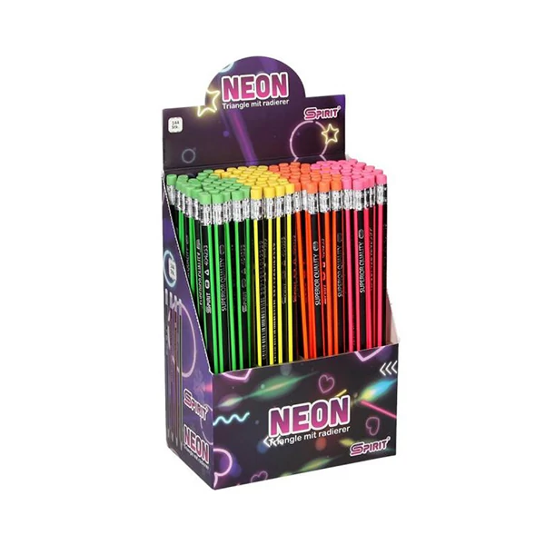 Spirit: Háromszögletű HB neon grafitceruza radírral többféle színben 1db