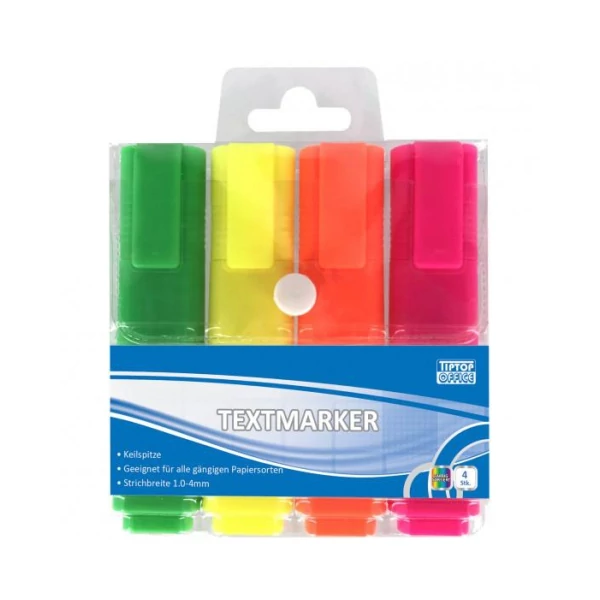 Spirit: Textmarker neon 4db-os szövegkiemelő szett 1-4mm-es vágott heggyel