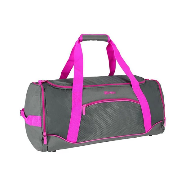 Spirit: Gym sporttáska neon pink-szürke 20x51x23cm