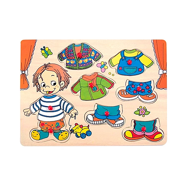 Fiús öltöztető fa formapuzzle