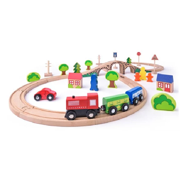 8-as alakú fa vasútpálya szett kiegészítőkkel - Woodyland