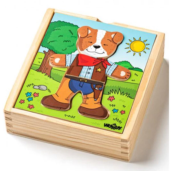 Öltöztethető kutyus fa puzzle 18db-os - Woodyland