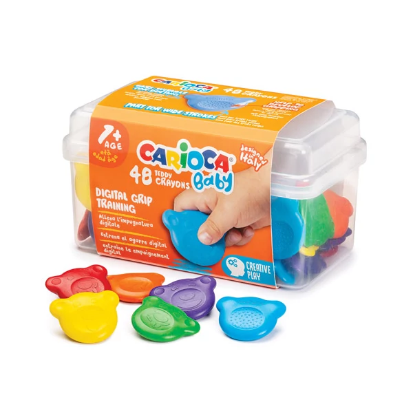 Maci formájú Baby Teddy zsírkréta 48 db-os, tárolóban - Carioca