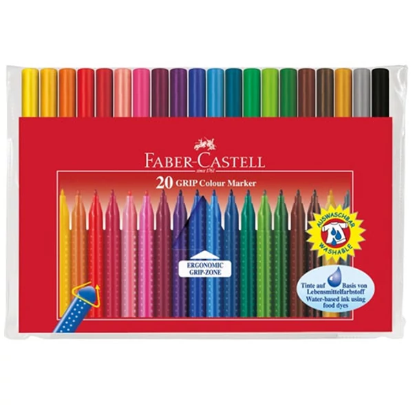Grip színes kimosható filctoll 20db-os szett - Faber-Castell