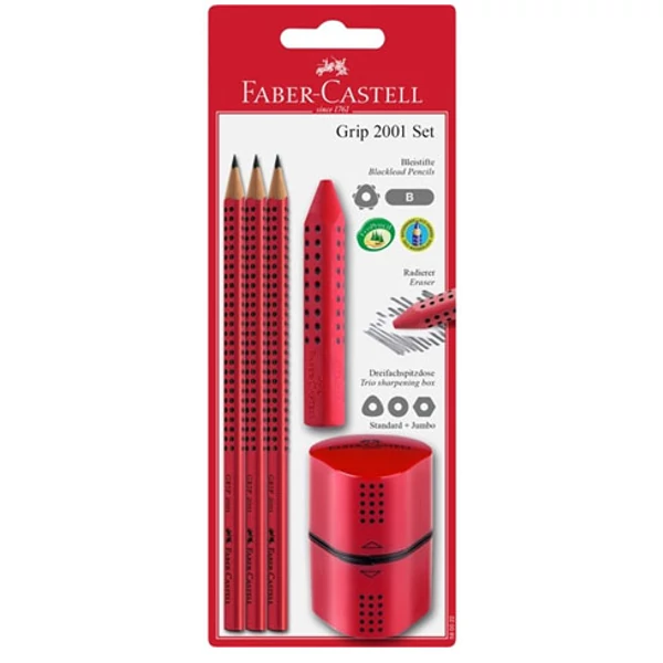 Faber-Castell: Grip piros írószer szett hegyezővel