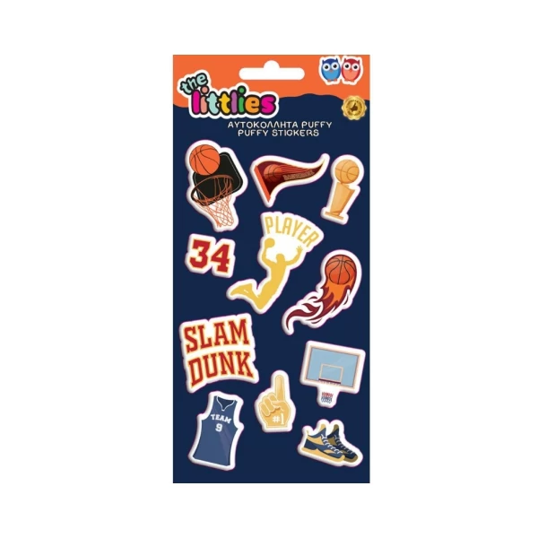 The Littlies: Kosárlabda 3D pufi matrica szett 10x22cm-es íven