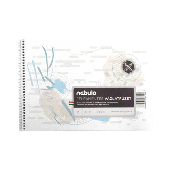Nebulo: Spirálos félfamentes vázlatfüzet B5 32 lapos