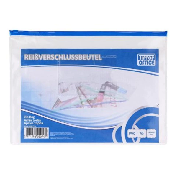 Spirit: Átlátszó cipzáras iratrendező tasak A5-ös