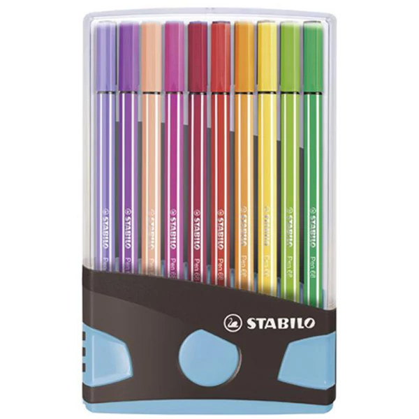Stabilo: Pen 68 ColorParade rostirón 20db-os szett szétnyitható világoskék tárolóban