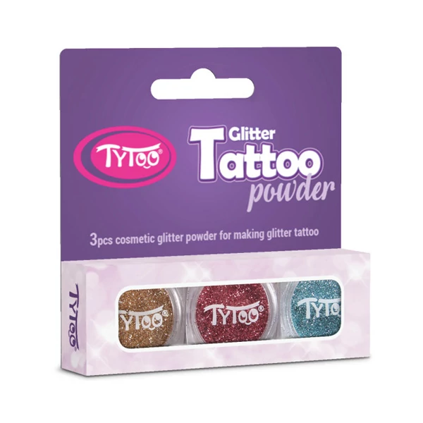 TyToo: Pezsgő, lazac és azúrkék színű csillámpor szett 3x2,5ml