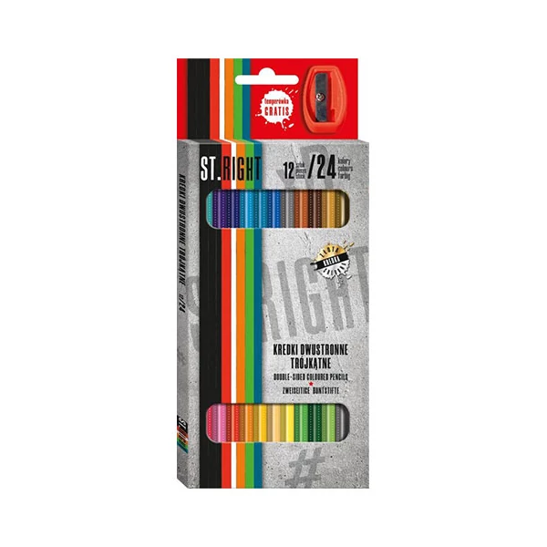 St.Right Kétvégű színes ceruza 12db-os szett hegyezővel