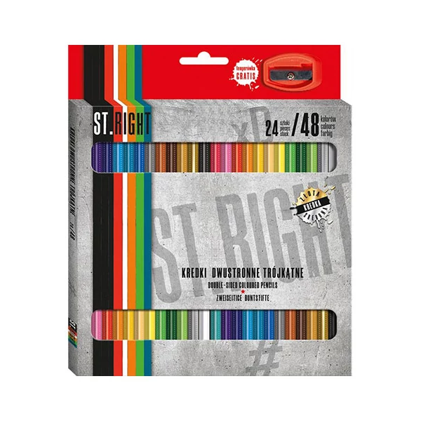 St.Right Kétvégű színes ceruza 24db-os szett hegyezővel