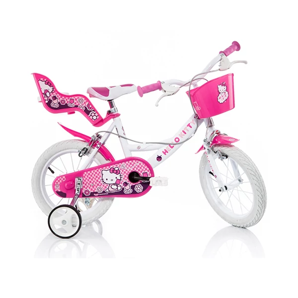 Hello Kitty rózsaszín-fehér kerékpár 14-es méretben