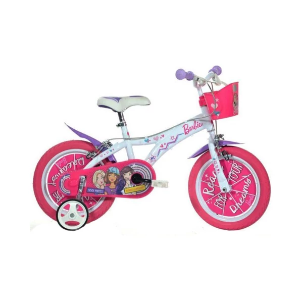 Barbie rózsaszín-fehér kerékpár 14-es méretben