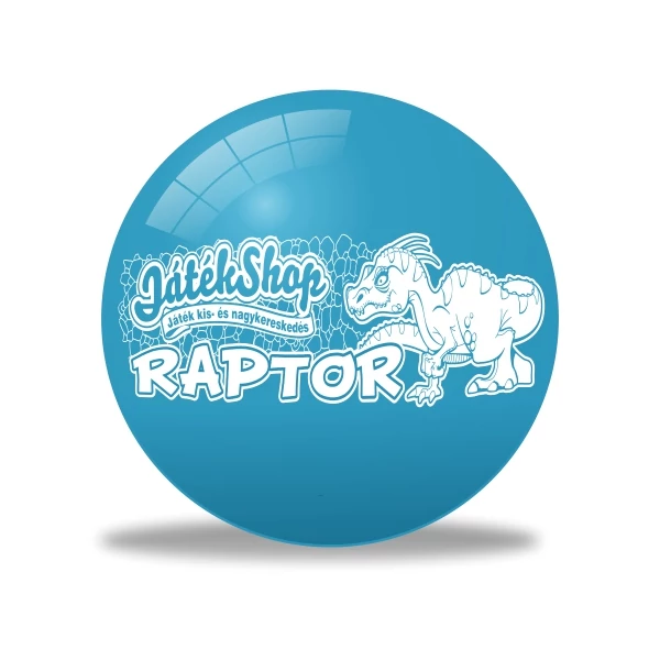 Raptor dinoszauruszos kék gumilabda 22cm-es
