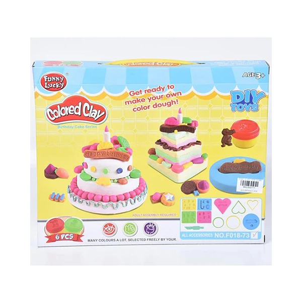 Tortakészítő gyurmaszett 6db különböző színű gyurmával, formákkal