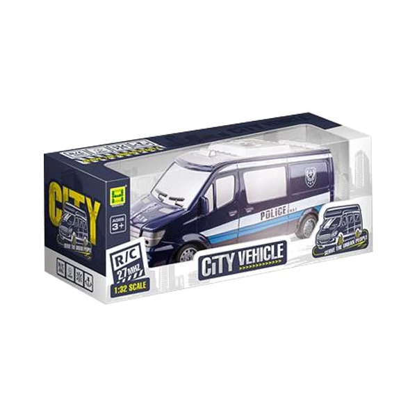 RC Távirányítós rendőrbusz fénnyel 27MHz 1/32