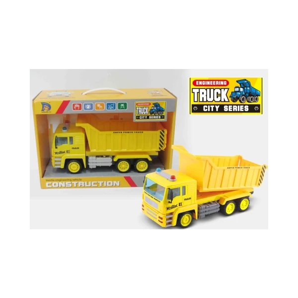 Billencses teherautó modell sárga színben 27cm-es