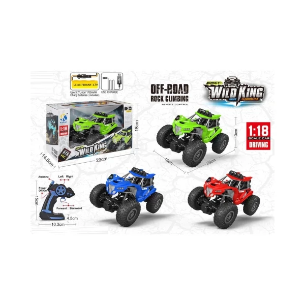 WildKing Rock Crawler távirányítós autó 1/18 több változatban