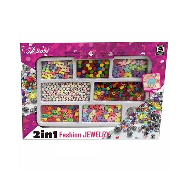 Színes fűzhető gyöngy szett betűs gyöngyökkel