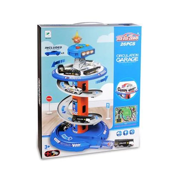 Parkolótorony játékszett fénnyel és hanggal és három kisautóval