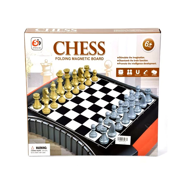 Mágneses sakktábla metálszín bábukkal