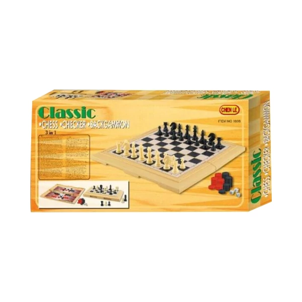 Sakk 3 az 1-ben játékszett műanyag figurákkal