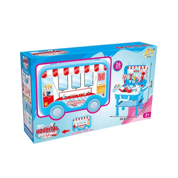 Hordozható játék orvosi asztal tárolóban 34,5x22x41cm