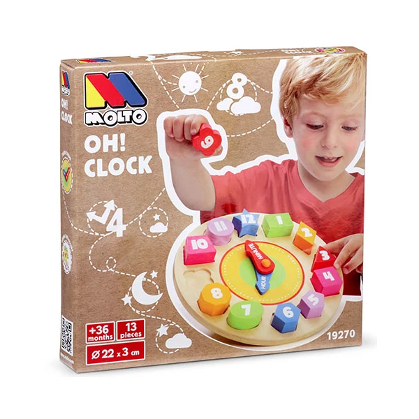 Molto: Nature Oh! Clock formaillesztő óra fa játék