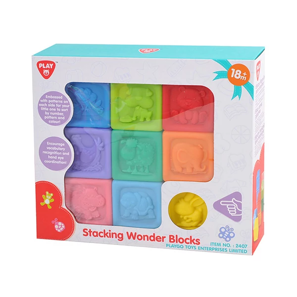 Playgo: Puha szivárvány építőkockák