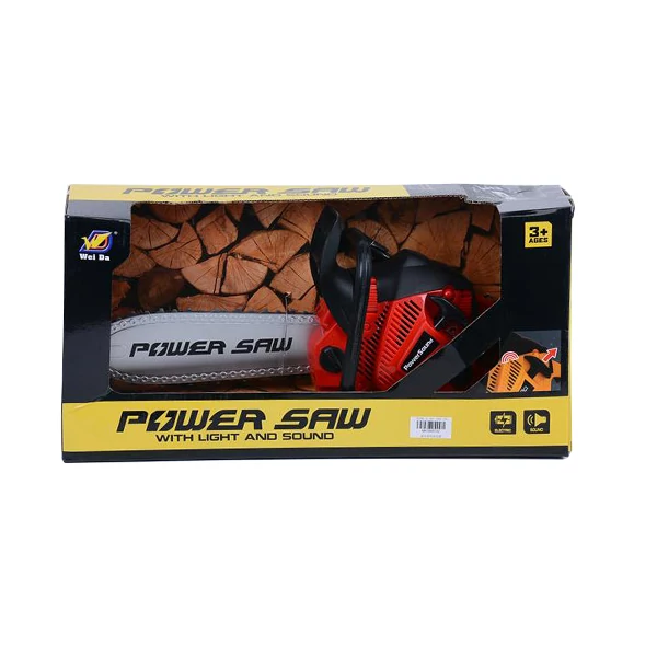 Elektromos láncfűrész fénnyel és hanggal piros színben