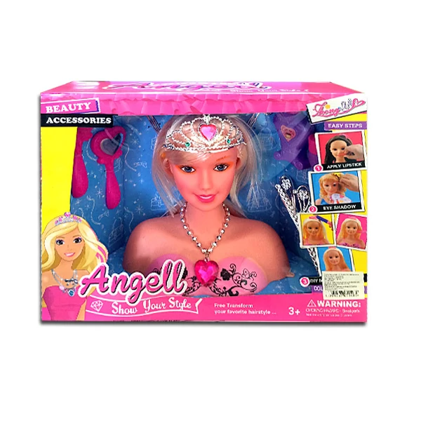 Angell sminkelhető és fésülhető hercegnő babafej