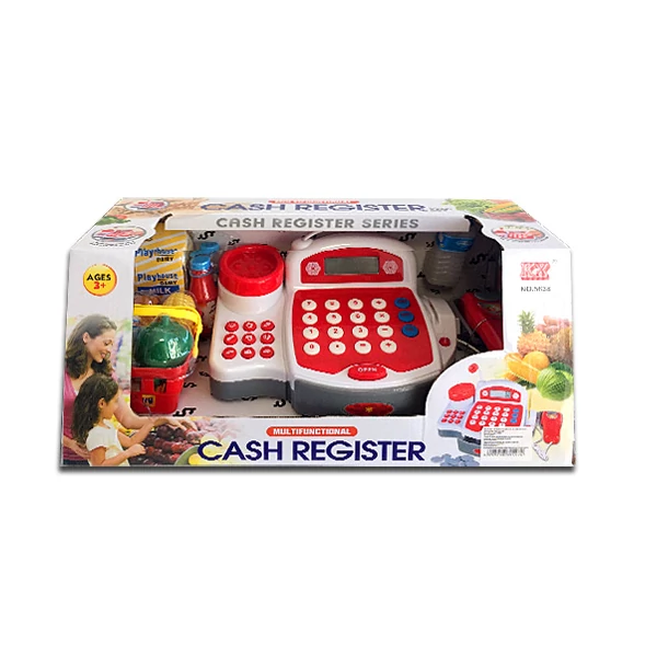 Elektronikus piros-fehér multifunkciós pénztárgép kiegészítőkkel