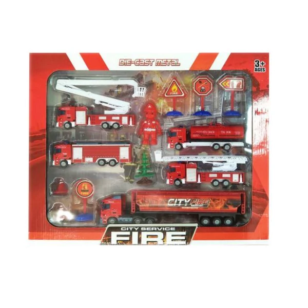 Nagy tűzoltó játékszett járművekkel és kiegészítőkkel