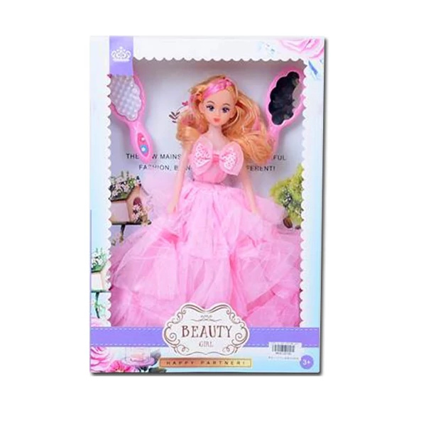 Hercegnő baba rózsaszín ruhában 30cm