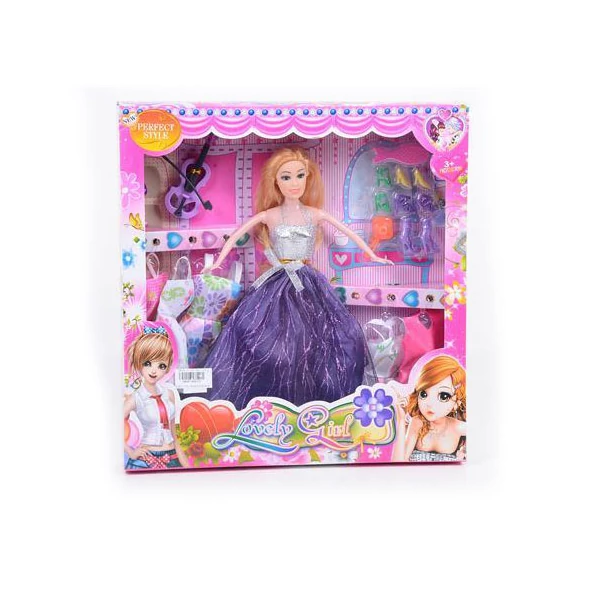 Stílusos hegedűművész baba kiegészítőkkel 28cm