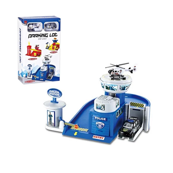 Rendőrségi parkolóház autóval és helikopterrel