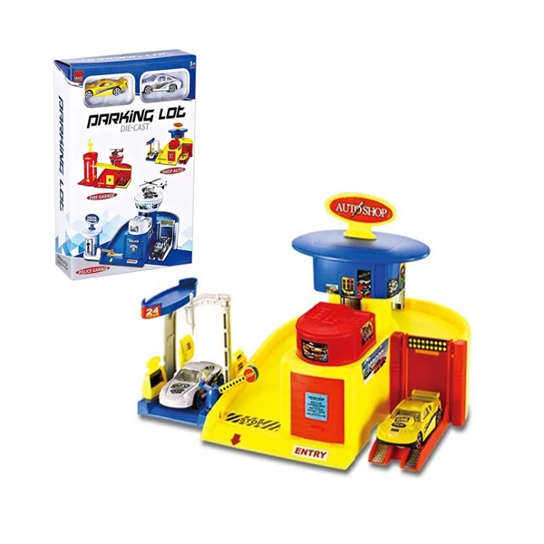 Autószerelő állomás versenyautókkal