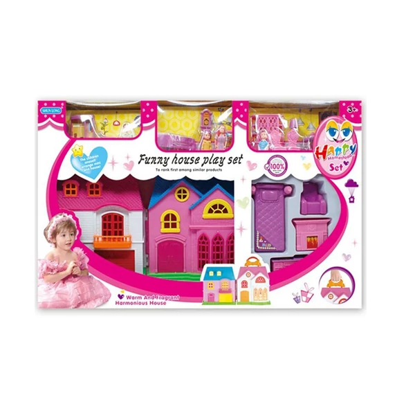 Szétnyitható babaház bútorokkal és kiegészítőkkel