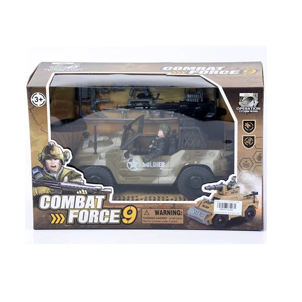 Katonai terepjáró fegyverekkel és katonával