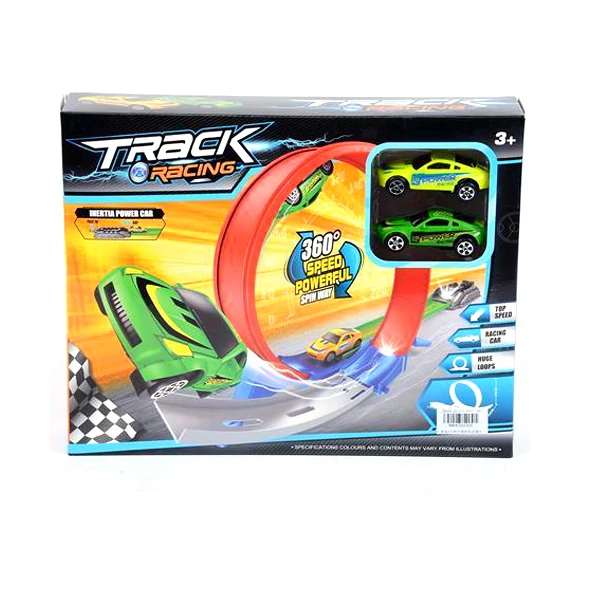 Track Racing versenypálya, hurokkal, kilövővel és két kisautóval