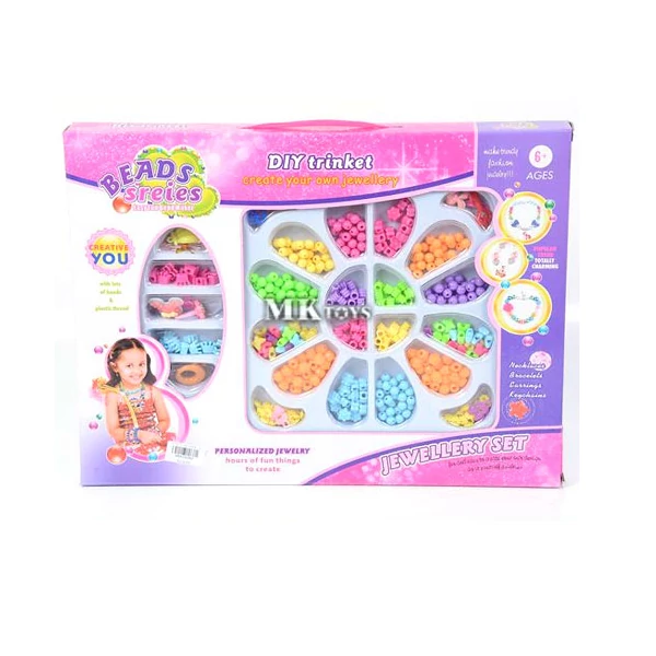 Ékszerkészítő gyöngy szett tároló tálcával